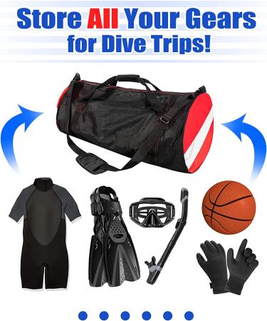 Sports Duffle Bag  Extra Large Mesh Dive Beach Bags and Totes with Shoulder Strap for Scuba Diving and Snorkeling Gear & Equipment  Wet Swimming  Travel  and Gym Workout Large-Red - Buy Online on GoSupps.com