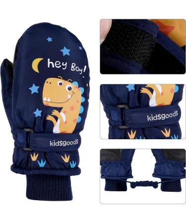 Kids Ski Gloves Mittens Waterproof Winter Warm Snow Gloves for Boys Girls - Dark Blue (2-6 Years) - Buy Online on GoSupps.com