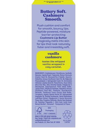 eos Cashmere Lip Butter - Vanilla Cashmere Plumping Peptides Smoothing eos Lip Butter Shea Butter Lip Mask Lip Moisturizer Soft Lips 0.35 fl oz - Buy Online on GoSupps.com