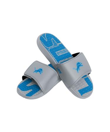 FOCO Men's NFL Team Logo Athletic Sport Shower Flip Flop Sandals Gel Slides Detroit Lions 7-8 Gradient Wordmark