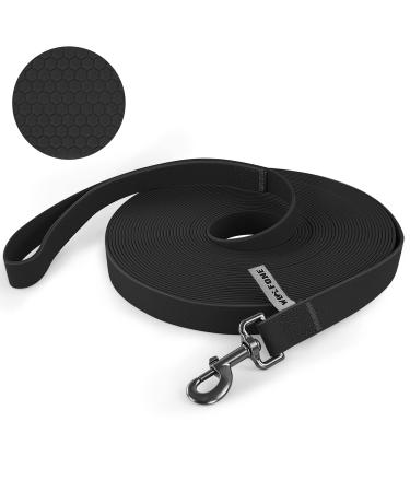 Wolfone tow lines for dogs 6m black waterproof long recall dog leash with anti-slip handle heavy duty robust training dog leash for outdoor activities