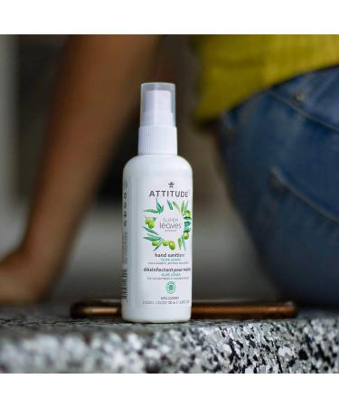 ATTITUDE Hand Sanitizer Spray 3.5 Fl Oz - Vegan & Cruelty-Free Formula with Olive Leaves - Kills Bacteria and Germs - Travel Size Pack of 1 - Buy Online on GoSupps.com