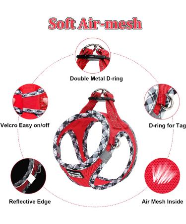 Doramio Dog Harness for Small Dogs | Reflective Breathable & Safe | Includes Leash | Perfect for Cats | Size L - Red - Buy Online on GoSupps.com