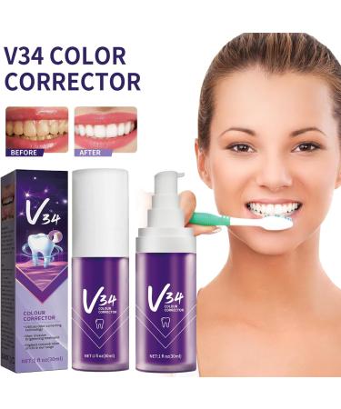 V34 Lila Toothpaste - Color Correction & Whitening Foam for Beautiful Teeth | Shop Internationally - Buy Online on GoSupps.com