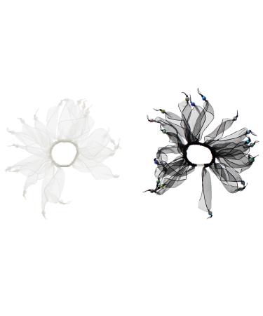 Zac's Alter Ego Set of 2 Black and White Windmill Scrunchies with Stones