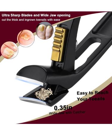 SG Nekoo Angled Head Toenail Clippers for Seniors Thick Nails Wide Jaw Professional Ingrown Toe Nail Clippers with Safety Lock Sharp Large Ergonomic Nail Cutter with Catcher for Men Women Black1P - Buy Online on GoSupps.com
