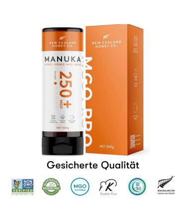 New Zealand Honey Co. Manuka Honey MGO 250+ | 500g Squeeze Bottle | Active & Raw | Certified Methylglyoxal | Pure New Zealand Honey - Buy Online on GoSupps.com