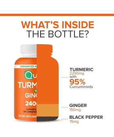 Qunol Turmeric Curcumin 2400mg with Black Pepper & Ginger - 105 Count Extra Strength Supplement for Healthy Inflammation Response - Buy Online on GoSupps.com