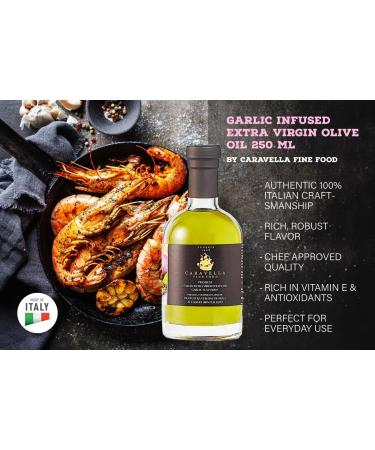  CARAVELLA FINE FOOD Caravella Fine Food Garlic Flavored Extra Virgin Olive Oil 250ml Venetian Condiment - Anticholesterol Vitamin E Antioxidants - Perfect for Watering Grills Barbecues Dressings Dips - Buy Online on GoSupps.com