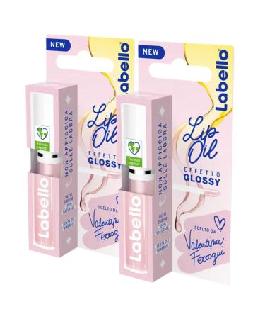 Labello Labello Lip Oil Glossy Effect Glossy Lip Color Glossy Lip Gloss with 100% Natural Vegan Formula 2 Sticks