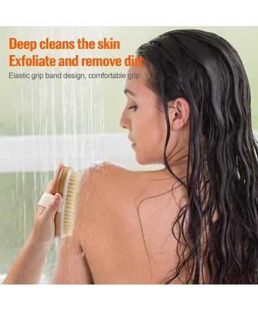 Natural Wild Boar Bristle Body Brush for Exfoliation and Soft Skin - Wood Handle Body Scrub Brush for Dry Brushing and Dead Skin Removal - Buy Online on GoSupps.com