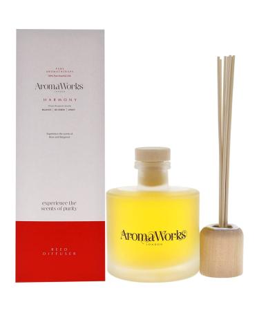 Aromaworks Harmony Reed Diffuser - Rejuvenating Blend of Essential Oils - Creates A Calming Mood - Enhanced Atmosphere - Provides A Sense of Wellbeing and Happiness - Reed Diffusers - 6.76 Oz