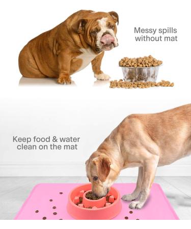 Toplory Waterproof Non-Slip Silicone Bowl Pad for Dogs & Cats | 53x37cm Pink Feeding Mat - Durable & Easy to Clean - Buy Online on GoSupps.com