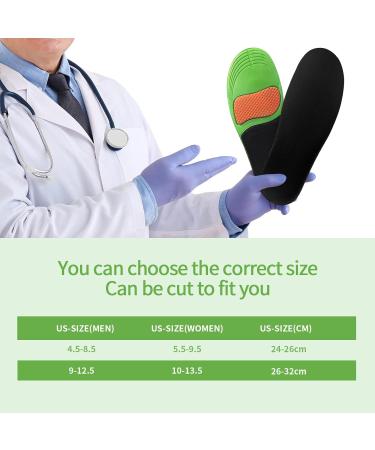 Plantar Fasciitis Insoles for Pain Relief | Orthotic Inserts for Flat Feet | High Arch Support | Shock Absorbing Daily Comfort Men 4.5-8.5 & Women 5.5-9.5 - Buy Online on GoSupps.com