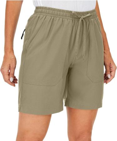 Asfixiado Women's Quick Dry Hiking Cargo Shorts - X-Large Khaki | Lightweight Summer Shorts for Outdoor Travel with Zipper Pockets - Buy Online on GoSupps.com