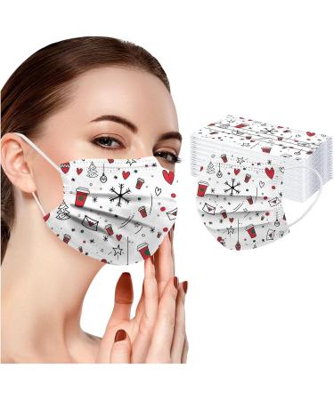50Pcs Adults Christmas Disposable Face_Masks with Santa Elk Designs 3-Ply Breathable_Masks with Nose Wire for Holiday Party Black_d - Buy Online on GoSupps.com