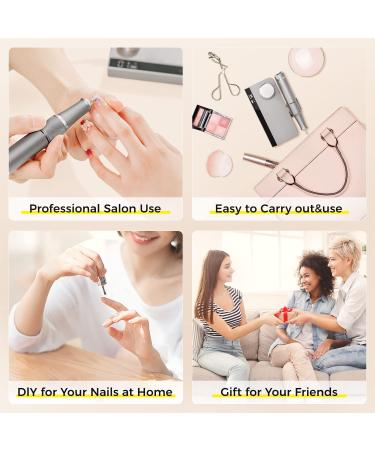 Portable Nail Drill 35000 RPM Rechargeable Electric E File Machine for Acrylic Nails - Grey | Cordless Nail Drill for Home Salon - Buy Online on GoSupps.com