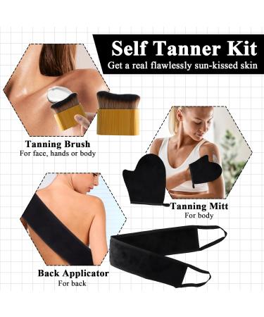 Back Tanning Applicator 3 in 1 Self Tanner Kit Self Tanning Mitt Soft and Skin-Friendly Reusable and Washable for Women Girls and Men (Black) - Buy Online on GoSupps.com