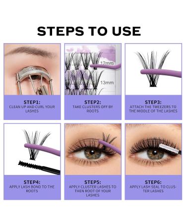 DIY Lash Extensions Set - Cluster Lashes & Eyelash Bond & Seal Kit (20D & 30D C Curl 12-16mm) | At-Home Eyelash Extensions - Buy Online on GoSupps.com
