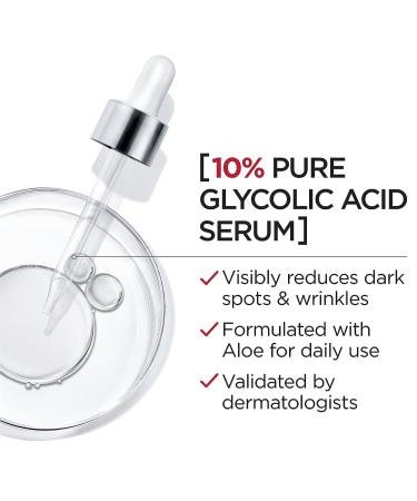 L'Oreal Paris Revitalift 10% Pure Glycolic Acid Face Serum 1.0 fl oz - Visibly Evens Tone, Reduces Wrinkles - Fragrance Free - Buy Online on GoSupps.com