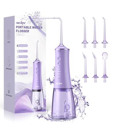 Sejoy Water Dental Flosser Pick for Teeth 280ML Portable Oral Irrigator Rechargeable Travel Irrigation Cleaner Professional Electric Flossing Cleaning Picks for Teeth Cleaning IPX7 Waterproof Purple