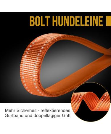 Oneigris Bolt Short Guide Dog Leash 30cm | Reflective Nylon Tiger Tooth Clip Soft Upholstery | Ideal for Medium & Large Dogs | Orange - Buy Online on GoSupps.com