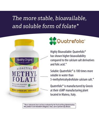 Healthy Origins Methyl Folate 800 mcg with Quatrefolic - Bioavailable Folate Supplement - Buy Online on GoSupps.com