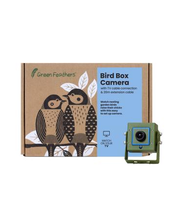Green Feathers Wildlife 700TVL Wired Bird Box Camera with Night Vision 940nm Invisible Infrared Includes 20m Video and Power Extension Cable