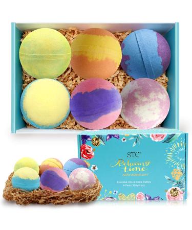 Bath Bombs Gift Set Bath Bombs Rich in Essential Oil  Shea Butter  Coconut Oil  Fizzy Spa to Moisturize Dry Skin Best Gift for Women and Kids (6 x 4oz)