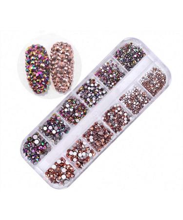 Nails Rhinestones Foils Flakes Multi Shapes Round Beads Flatback Glass Crystals Diamonds Stones Mix Style Gems Set Professional Nail Decoration For Nail Art Craft style-3