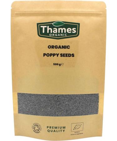 Thames Organic 500g Poppy Seeds - Raw Vegan Non-GMO - Ideal for Baking, Cooking & Sprinkling - Nutrient-Rich & Additive-Free - Buy Online on GoSupps.com