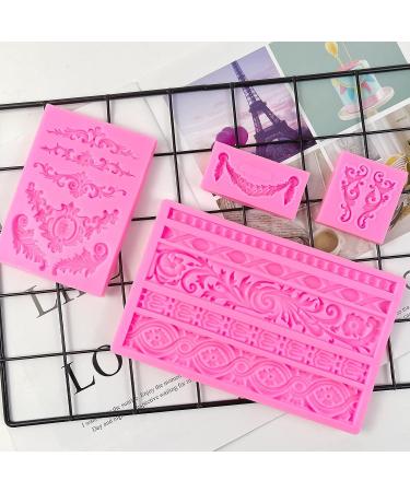 Rainmae 4 Pcs Baroque Fondant Silicone Molds - Flower Lace & Filigree Design for Cupcake Toppers & Crafting - Style 5 - Buy Online on GoSupps.com