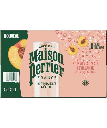 Maison Perrier Forever Peach Sparkling Water Beverage Natural Peach Flavour No Calories No Sweeteners No Sodium Sourced & Bottled In France 24 Cans - Buy Online on GoSupps.com