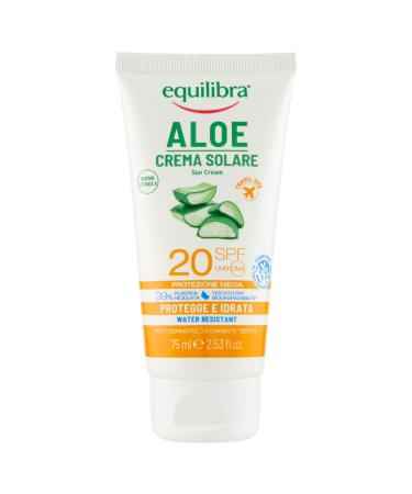 Equilibra equilibra Solari Aloe Sun Cream SPF 20 Voyage Size with Aloe Vera Vitamin C and E Argan Oil Coconut Oil and Shea Butter for a Healthy Natural Tan Water Resistant 75
