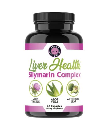 Angry Supplements Liver Health Silymarin Complex with Milk Thistle Artichoke Aloe Vera Alfalfa & B-Vitamins Detox & Liver Support Formula for Men and Women 60 Capsules (1-Bottle)