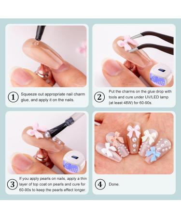 Nayyana 500-Part Set: 3D Nail Trailers Pearls & Nail Loop Fans - 8 Colors of Cute Nail Jewels for DIY Art Decoration - Buy Online on GoSupps.com