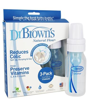 Dr. Brown's Natural Flow Standard Polypropylene Bottle (4 oz) - 3 Pack - Buy Online on GoSupps.com