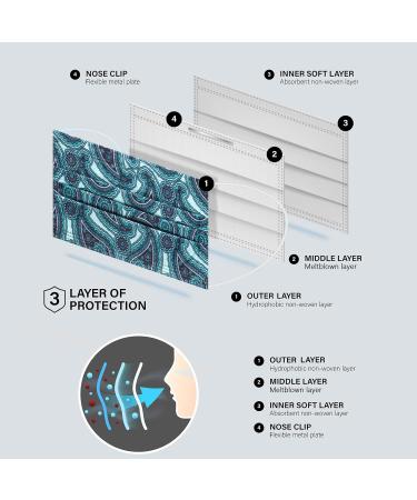 NU R Paisley Disposable Face Mask with Filter Layer - 10 Pack | Elastic Earloop | Retail Sealed Bags - PAISLEY-011 - Buy Online on GoSupps.com