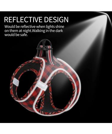 Heele Dog Harness for Small & Medium Dogs | Adjustable Soft Mesh Reflective & Breathable - Plaid Red 2XS - Buy Online on GoSupps.com