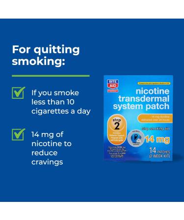 Rite Aid Nicotine Patch Step 2 14mg - 14 ct | Quit Smoking Aid & Behavioral Support - Buy Online on GoSupps.com