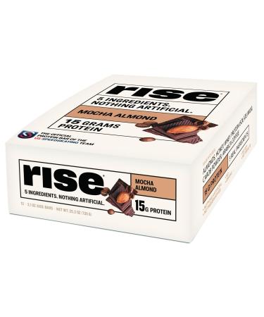 Rise Whey Protein Bars - Mocha Almond | Breakfast Bar & Protein Snack 15g Protein 4g Fiber Just 5 Whole Food Ingredients Gluten-Free Soy Free