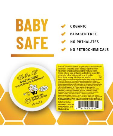 Organic Bella B Baby Ointment 0.5oz - Allantoin Infused Multipurpose Skin Treatment for Infants - Relieves Skin Irritation, Itching, Inflammation & Dryness - Buy Online on GoSupps.com