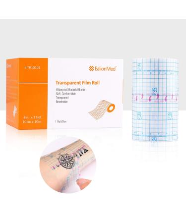 Tattoo Aftercare Bandage  Transparent Film Dressing Roll  Transparent Adhesive Bandage  4in x 11yd  Shower Shield Dressing  Second Skin Waterproof Soft  Conformable & Breathable by EalionMed