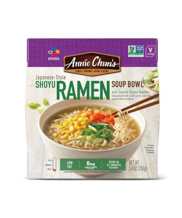 Annie Chun's - Noodle Soup Bowl, Shoyu Ramen Flavor, Instant & Microwavable, Non-GMO, Vegan, Healthy & Delicious, 5.4 Oz (Pack of 6)