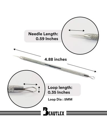 Lancet for Facial Milia & Whitehead Extraction Tool | Double Ended Angled Circle Loop & Sharp Needle | Dermatologist Recommended | Synthetic Leather Storage - Buy Online on GoSupps.com