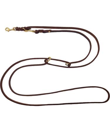 Premium Dog Liner Grease Leather Brass Leash - Adjustable 3.50m x 8mm for Small & Large Dogs - Durable Dark Brown - Buy Online on GoSupps.com