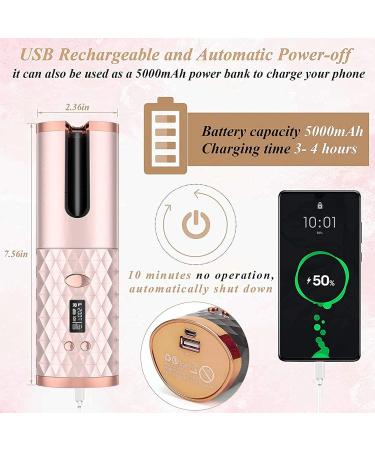 Portable Automatic Hair Curler - Wireless Ceramic Curling Iron | Cordless Self Curling Wand | Adjustable Temperature & Anti-Tangle | Fast USB Recharge | Travel Friendly - Buy Online on GoSupps.com