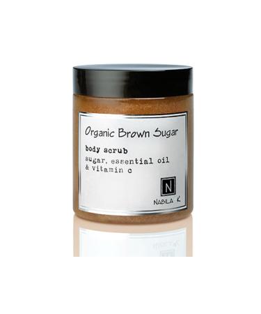 Organic Brown Sugar Body Scrub Made in USA with Essential Oil and Vitamin C by Nabila K - Exfoliate and Moisturize for Smooth Skin - Luxury for Women & Men 3 oz Organic Brown Sugar 3 Ounce (Pack of 1)