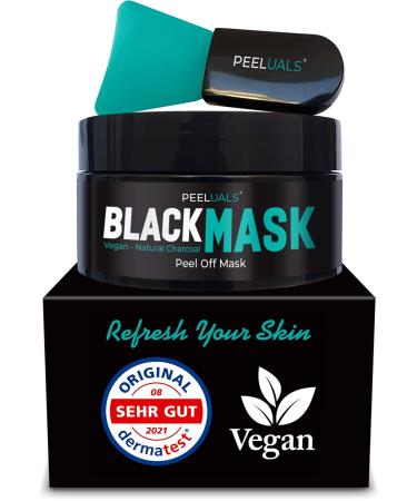 Peeluals Black Mask - Anti-Blackhead Peel-Off Mask with Brush | Vegan & High-Dose Activated Carbon | 100ml Introductory Offer for Men & Women - Buy Online on GoSupps.com