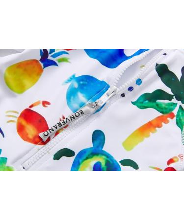 BONVERANO Baby Boys Swimsuit UPF 50+ Sun Protection, White Fish Print 9-12 Months - Buy Online on GoSupps.com